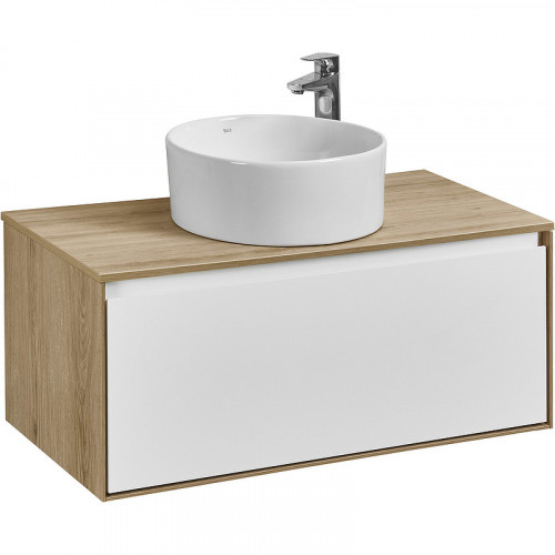Тумба под раковину Aquaton Либерти 90 1A279901LYC70 подвесная Дуб эльвезия Белая МДФ / ЛДСП