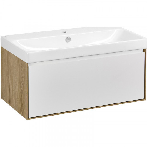 Тумба под раковину Aquaton Либерти 90 1A279901LYC70 подвесная Дуб эльвезия Белая МДФ / ЛДСП
