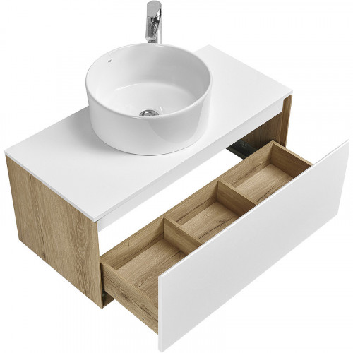 Тумба под раковину Aquaton Либерти 90 1A279901LYC70 подвесная Дуб эльвезия Белая МДФ / ЛДСП