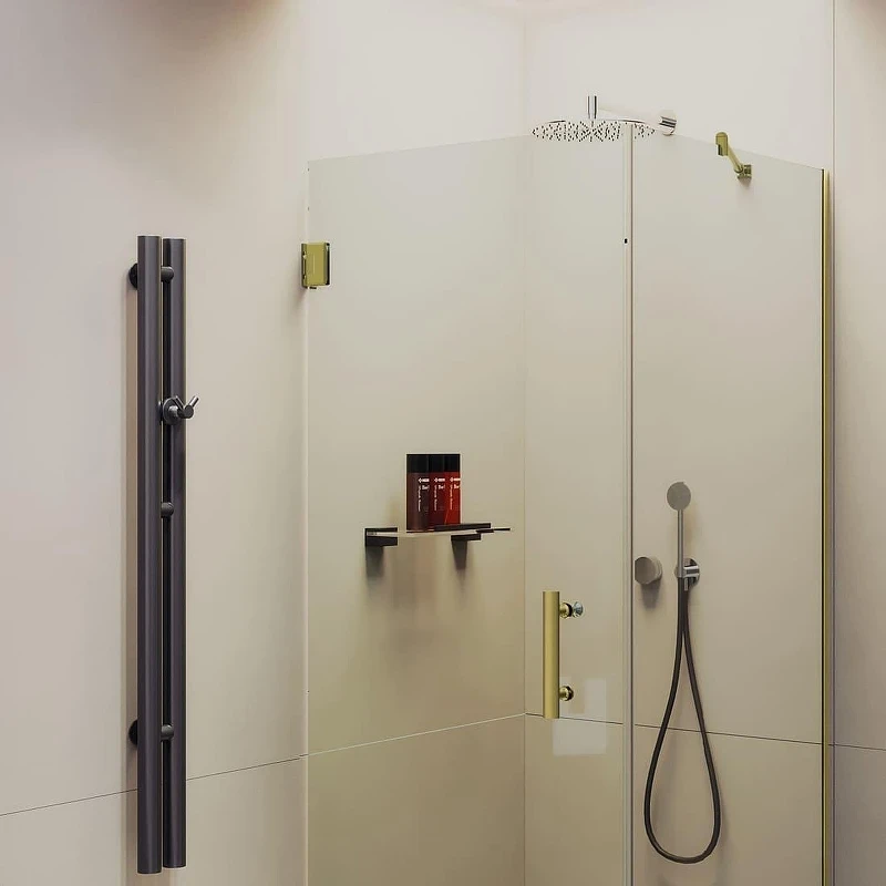 Душевой уголок Maybah Glass MGY-1304-3 1000х1000х1950 на петлях Золото стекло прозрачное