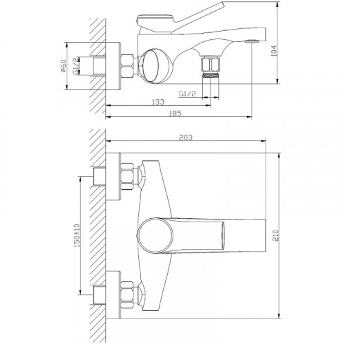 Смеситель для ванны Orange Organic M27-100cr Хром латунь на стену