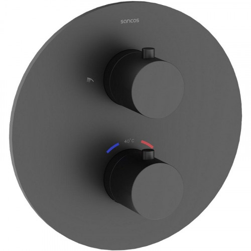 Душевая система Sancos Etna SC9010MB с термостатом Черная матовая