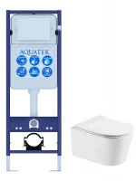 Комплект унитаза с инсталляцией Aquatek Set Aquatek Оберон T INS-017 цвет Белый с сиденьем Микролифт