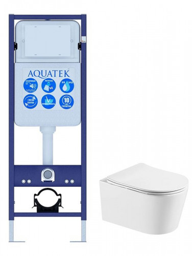 Комплект унитаза с инсталляцией Aquatek Set Aquatek Оберон T INS-017 цвет Белый с сиденьем Микролифт