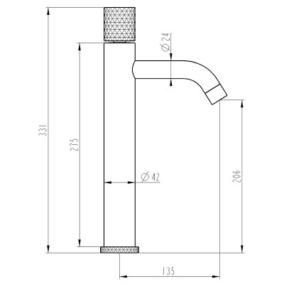 Смеситель для раковины Boheme Stick 122-BB.4 Черный матовый латунь