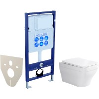 Комплект унитаза с инсталляцией Aquatek Set Aquatek Амадео с сиденьем Микролифт фарфор подвесной