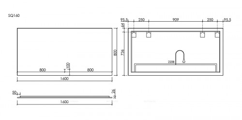 Зеркало Sancos Square 160 SQ1600 с подсветкой с сенсорным выключателем и диммером