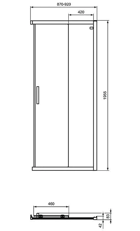 Душевая дверь Ideal Standard Connect 2 90 K9261EO профиль Хром стекло прозрачное