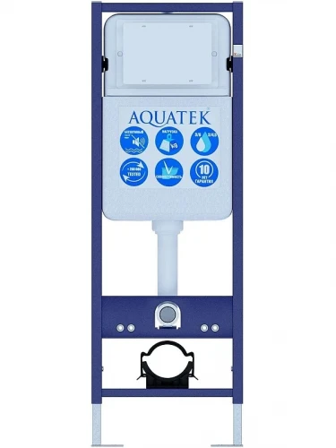 Комплект унитаза с инсталляцией Aquatek Set Aquatek Либерти-INS17-017 цвет Белый с сиденьем Микролифт и клавишей смыва цвет Черный матовый