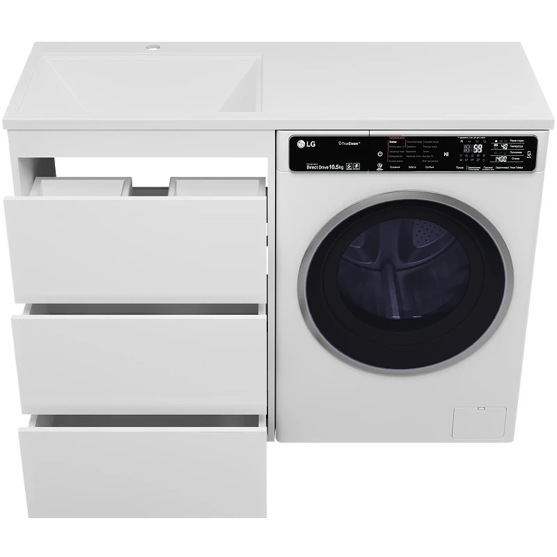 Тумба под раковину Brevita Grafit 120 GRA-01060-023Я Белая матовая МДФ / ЛДСП