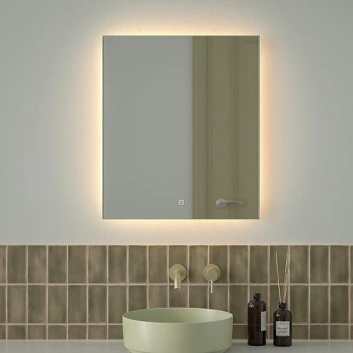 Зеркало Defesto Glow 60х70 DF 2516S с подсветкой 23W-3000К/с фацетом/Сенсорный выключатель/Теплый белый свет