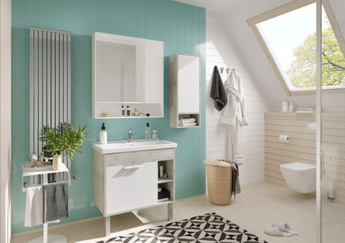 Зеркало со шкафом Aquaton Флай 80 1A237702FAX10 Белый Дуб крафт МДФ / ЛДСП, стекло