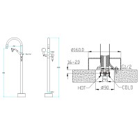 Смеситель для ванны Boheme Imperiale 289 Золото латунь на пол
