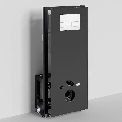 Инсталляция WasserKRAFT Glan 66TLT.010.ME.BL.WM04 для унитаза Черное стекло с Белой матовой клавишей смыва
