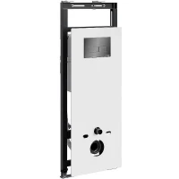 Инсталляция WasserKRAFT Salm 27TLT.010.ME.WH.PB03 для унитаза Белое стекло с клавишей смыва Черный глянец
