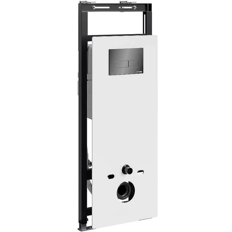 Инсталляция WasserKRAFT Salm 27TLT.010.ME.WH.PB03 для унитаза Белое стекло с клавишей смыва Черный глянец