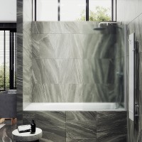 Шторка на ванну Maybah Glass MGV-95-1ш 900x1400 в широком профиле Белый стекло сатиновое