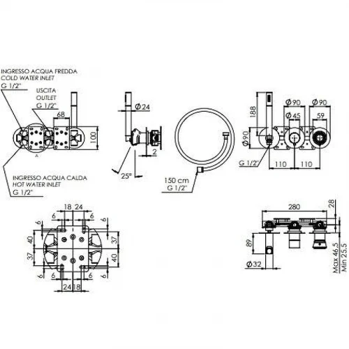 Смеситель для душа Remer Element ET97D2P цвет Хром