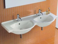 Раковина Hatria Sophie 125 Y0Q501 двойная Белая фаянс подвесная, полувстраиваемая