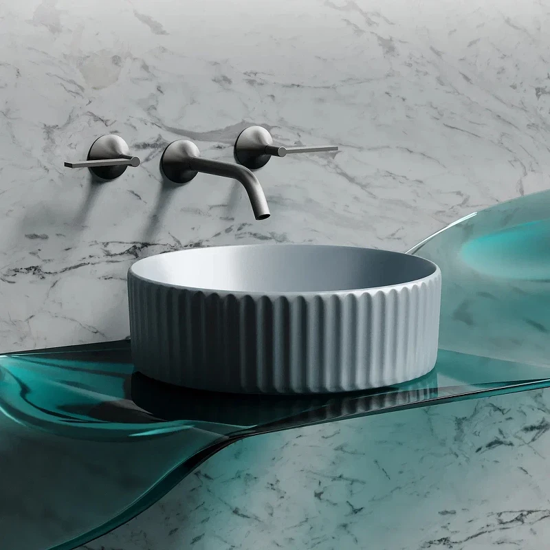 Раковина-чаша Ceramicanova Element 36 CN6057MHL Серо-голубая матовая фарфор накладная