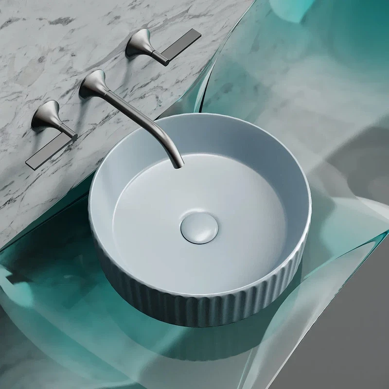 Раковина-чаша Ceramicanova Element 36 CN6057MHL Серо-голубая матовая фарфор накладная