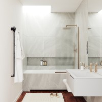 Шторка на ванну Maybah Glass MGV-92-2у 600x1400 в узком профиле Бронза стекло сатиновое