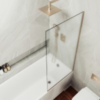 Шторка на ванну Maybah Glass MGV-92-2у 600x1400 в узком профиле Бронза стекло сатиновое