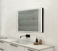Зеркало Art&amp;Max Arezzo AM-Are-1000-800-DS-FC-H-Nero с подсветкой с сенсорным выключателем Черное стекло