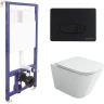 Комплект унитаза Ceramicanova Union CN4009T с инсталляцией Berges Novum D5 040235 с сиденьем Микролифт и Черной матовой клавишей смыва