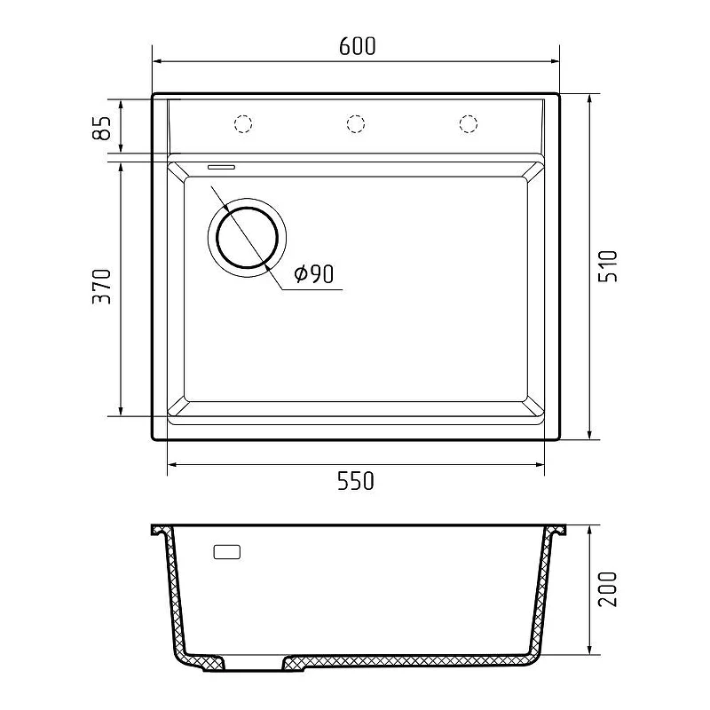 Кухонная мойка Rivelato Tesoro 60 TR-605-L topazio цвет Топаз