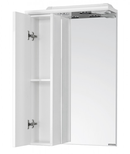 Зеркало со шкафом Aquaton Панда 50 1A007402PD01L с подсветкой Белое МДФ / ЛДСП, стекло