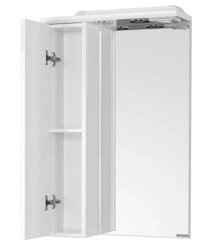 Зеркало со шкафом Aquaton Панда 50 1A007402PD01L с подсветкой Белое МДФ / ЛДСП, стекло