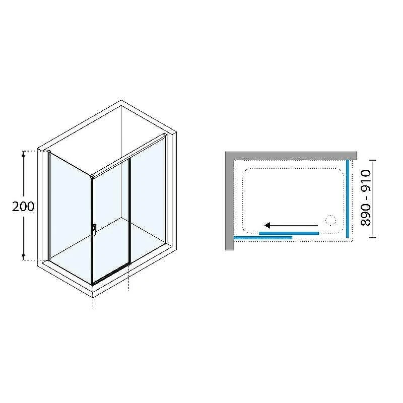 Душевая дверь Novellini Opera 120 L OPEPH119S-1K профиль Хром стекло прозрачное
