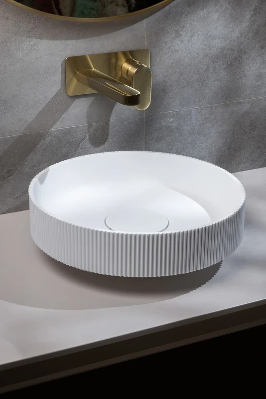 Раковина-чаша Boheme Corian 40 801-R-MW Белая матовая искусственный камень (литьевой мрамор) накладная