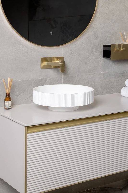 Раковина-чаша Boheme Corian 40 801-R-MW Белая матовая искусственный камень (литьевой мрамор) накладная