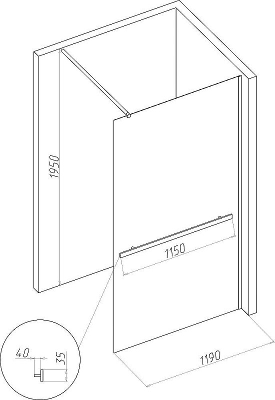 Душевая перегородка DIWO Элиста 120 MG-EL-120-CL профиль Хром матовый стекло прозрачное