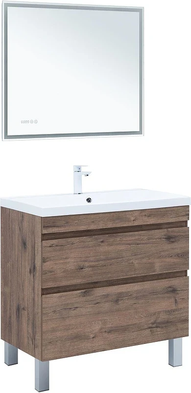 Тумба с раковиной Aquanet Нота New 90 345803 цвет Дуб веллингтон табак