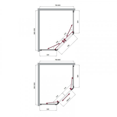 Душевой уголок BelBagno Uno 100х80 UNO-195-PH-2-100/80-C-Cr профиль Хром стекло прозрачное