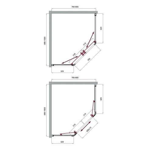 Душевой уголок BelBagno Uno 100х80 UNO-195-PH-2-100/80-C-Cr профиль Хром стекло прозрачное