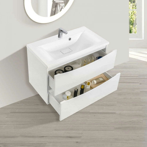 Тумба под раковину Vincea Mia 80 VMC-2MA800GW подвесная G.White МДФ / ЛДСП