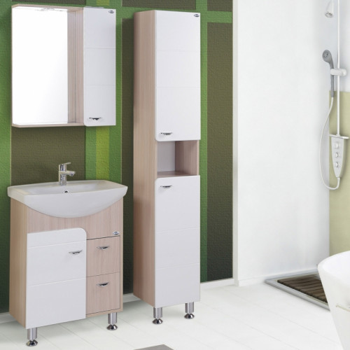 Тумба под раковину Onika Стиль 60 2 ящика Светлый ясень Белый МДФ / ЛДСП