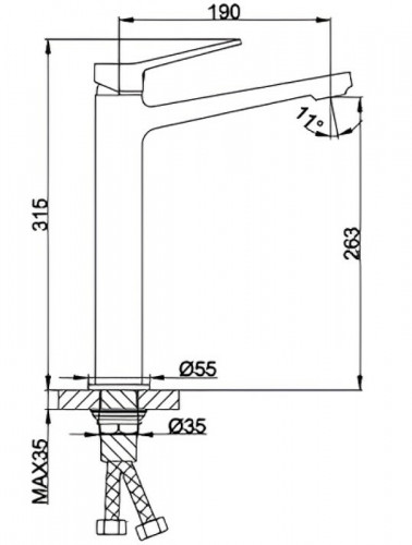 Смеситель для раковины Frap H61 F1061-2 Хром латунь
