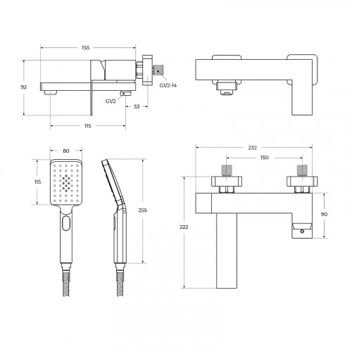 Смеситель для ванны Cezares Slider SLIDER-VD-01 Хром нержавеющая сталь на стену