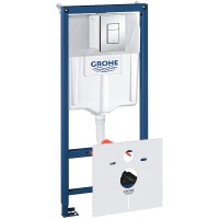 Комплект унитаза Damixa Jupiter DX77C1738SC с инсталляцией Grohe Rapid SL 38775001 с сиденьем Микролифт и клавишей смыва Хром фарфор подвесной