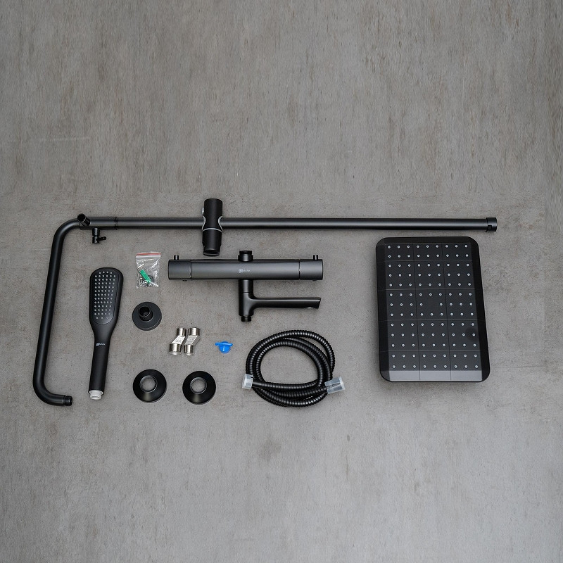 Душевая система Lemark Ursus LM7272BL c термостатом цвет Черный матовый