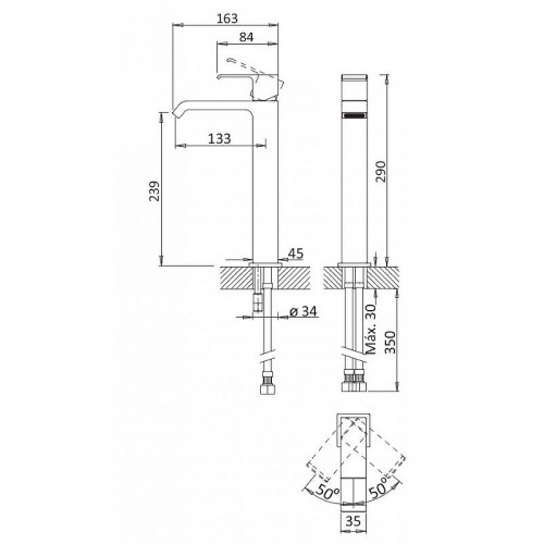 Смеситель для раковины Cezares Porta PORTA-LC-SR Sunrise латунь