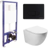 Комплект унитаза Vincea Globo VT1-14S с инсталляцией Berges Novum D5 040235 с сиденьем Микролифт и Черной матовой клавишей смыва фарфор подвесной