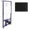 Комплект унитаза Vincea Globo VT1-14S с инсталляцией Berges Novum D5 040235 с сиденьем Микролифт и Черной матовой клавишей смыва фарфор подвесной