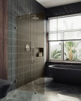Душевая перегородка Maybah Glass MGD-263-4 890x1950 коннектор стена-стекло Хром глянцевый стекло бронзовое