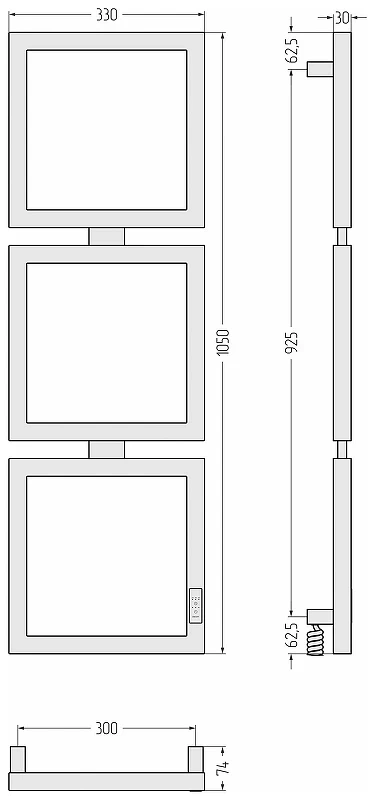 Электрический полотенцесушитель Сунержа Этюд 105x30 15-0845-1030 цвет Тёмный титан муар